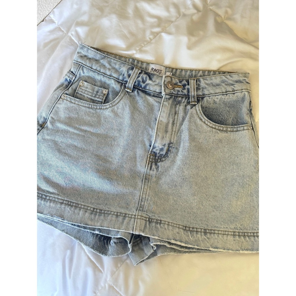 Princess Polly Denim Skort Women's US 4 Light Wash Y2K Mini Skirt Shorts